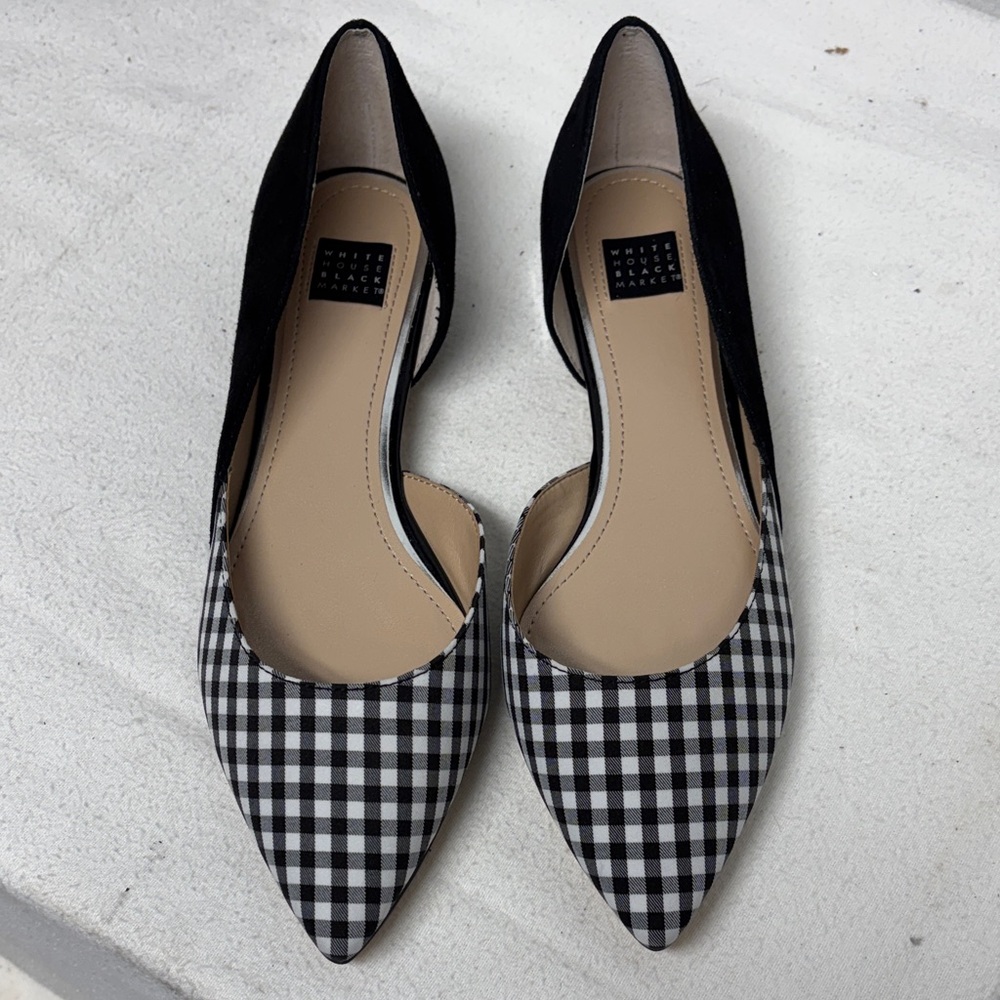White House Black Market Gingham Flats